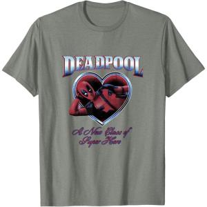 imageMarvel Deadpool Heart A New Kind of Hero TShirtOlive Heather