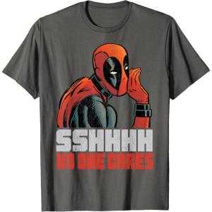 imageMarvel Deadpool SSHHHH No One Cares Whisper TShirtAsphalt Grey