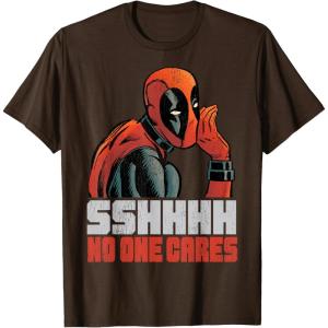 imageMarvel Deadpool SSHHHH No One Cares Whisper TShirtBrown