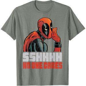 imageMarvel Deadpool SSHHHH No One Cares Whisper TShirtOlive Heather