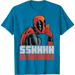 imageMarvel Deadpool SSHHHH No One Cares Whisper TShirtSapphire Blue