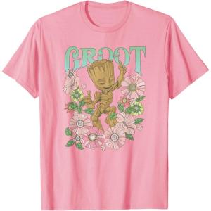 imageMarvel Guardians Of The Galaxy Groot Floral Dance Poster TShirtPink