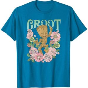 imageMarvel Guardians Of The Galaxy Groot Floral Dance Poster TShirtSapphire Blue