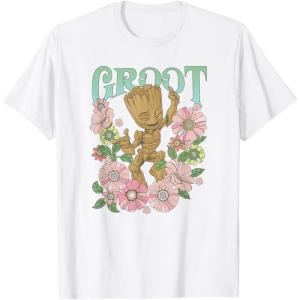 imageMarvel Guardians Of The Galaxy Groot Floral Dance Poster TShirtWhite