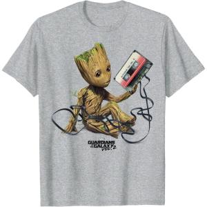 imageMarvel Guardians Of The Galaxy Vol 2 Groot Tape Portrait TShirtHeather Grey