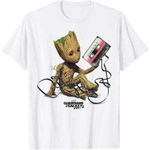imageMarvel Guardians Of The Galaxy Vol 2 Groot Tape Portrait TShirtWhite