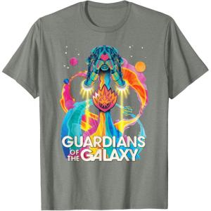 imageMarvel Guardians of the Galaxy Volume 3 Bowie Space Rainbow TShirtOlive Heather
