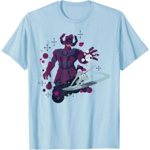 imageMarvel Silver Surfer and Galactus Retro Sixties Stylized TShirtBaby Blue