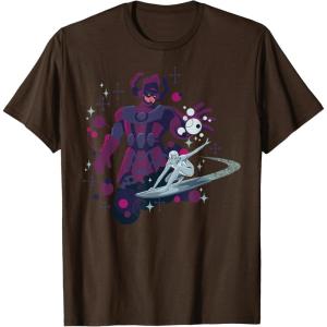 imageMarvel Silver Surfer and Galactus Retro Sixties Stylized TShirtBrown