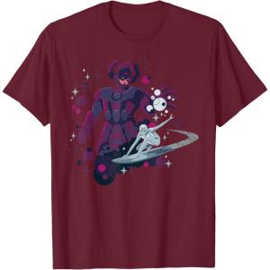 imageMarvel Silver Surfer and Galactus Retro Sixties Stylized TShirtBurgundy