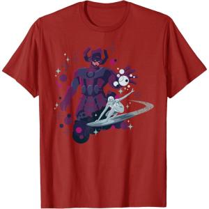 imageMarvel Silver Surfer and Galactus Retro Sixties Stylized TShirtCranberry Red