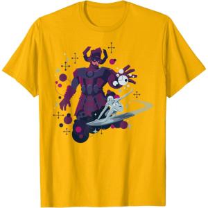 imageMarvel Silver Surfer and Galactus Retro Sixties Stylized TShirtGolden Yellow