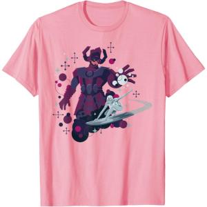 imageMarvel Silver Surfer and Galactus Retro Sixties Stylized TShirtPink