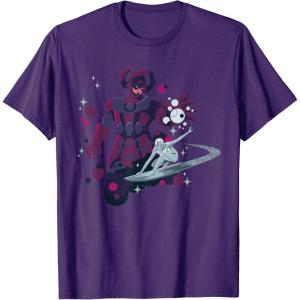 imageMarvel Silver Surfer and Galactus Retro Sixties Stylized TShirtPurple