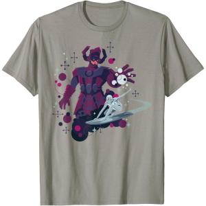 imageMarvel Silver Surfer and Galactus Retro Sixties Stylized TShirtSlate Grey