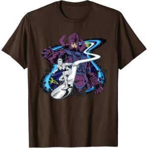 imageMarvel Silver Surfer and Galactus Retro Vintage Comic Style TShirtBrown