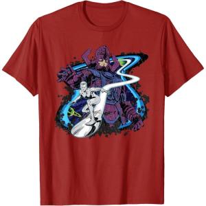 imageMarvel Silver Surfer and Galactus Retro Vintage Comic Style TShirtCranberry Red
