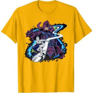 imageMarvel Silver Surfer and Galactus Retro Vintage Comic Style TShirtGolden Yellow