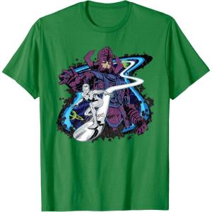 imageMarvel Silver Surfer and Galactus Retro Vintage Comic Style TShirtKelly Green
