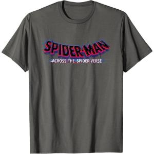imageMarvel SpiderMan Across the SpiderVerse Movie Logo TShirtAsphalt Grey