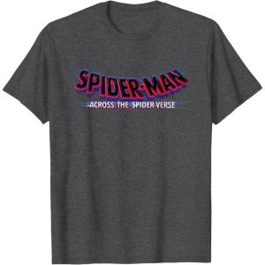 imageMarvel SpiderMan Across the SpiderVerse Movie Logo TShirtDark Heather Grey