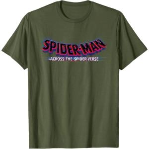 imageMarvel SpiderMan Across the SpiderVerse Movie Logo TShirtOlive Green