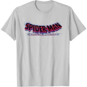 imageMarvel SpiderMan Across the SpiderVerse Movie Logo TShirtSilver Grey