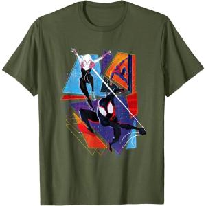 imageMarvel SpiderMan Across the SpiderVerse Three Spiders TShirtOlive Green
