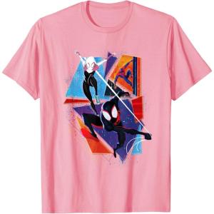 imageMarvel SpiderMan Across the SpiderVerse Three Spiders TShirtPink