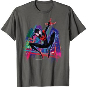 imageMarvel SpiderMan Miles Morales Graffiti City TShirtAsphalt Grey