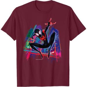 imageMarvel SpiderMan Miles Morales Graffiti City TShirtBurgundy