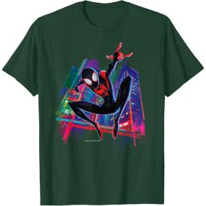 imageMarvel SpiderMan Miles Morales Graffiti City TShirtDark Green