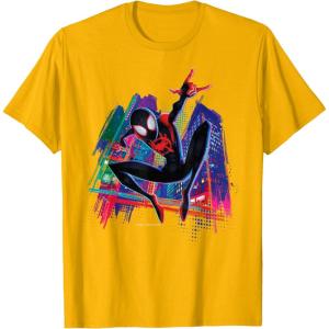 imageMarvel SpiderMan Miles Morales Graffiti City TShirtGolden Yellow