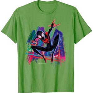 imageMarvel SpiderMan Miles Morales Graffiti City TShirtGrass Green