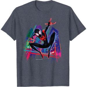 imageMarvel SpiderMan Miles Morales Graffiti City TShirtHeather Blue