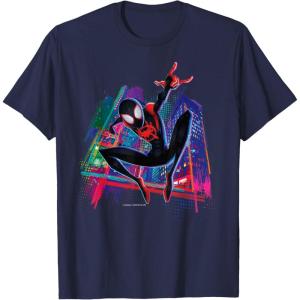 imageMarvel SpiderMan Miles Morales Graffiti City TShirtNavy Blue