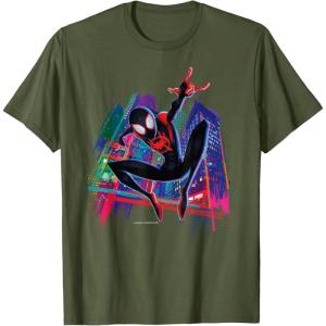 imageMarvel SpiderMan Miles Morales Graffiti City TShirtOlive Green
