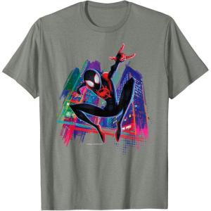 imageMarvel SpiderMan Miles Morales Graffiti City TShirtOlive Heather