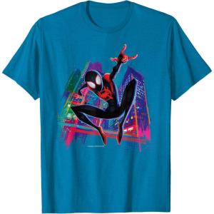 imageMarvel SpiderMan Miles Morales Graffiti City TShirtSapphire Blue