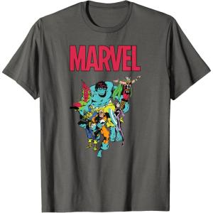 imageMarvel SpiderMan and Avengers Retro Silver Age Super Heroes TShirtAsphalt Grey