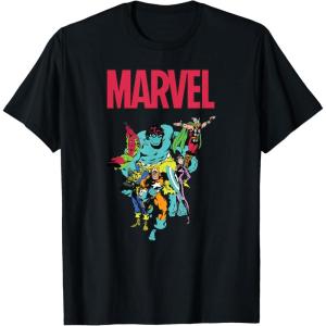 imageMarvel SpiderMan and Avengers Retro Silver Age Super Heroes TShirtBlack