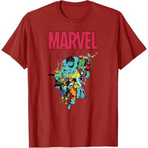 imageMarvel SpiderMan and Avengers Retro Silver Age Super Heroes TShirtCranberry Red