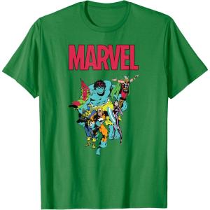 imageMarvel SpiderMan and Avengers Retro Silver Age Super Heroes TShirtKelly Green