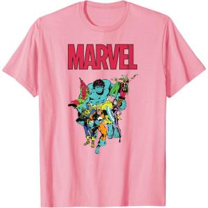 imageMarvel SpiderMan and Avengers Retro Silver Age Super Heroes TShirtPink