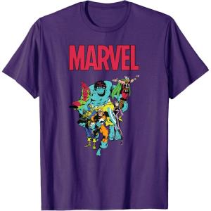 imageMarvel SpiderMan and Avengers Retro Silver Age Super Heroes TShirtPurple
