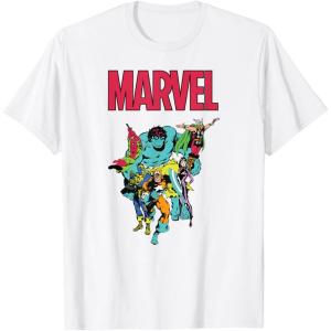 imageMarvel SpiderMan and Avengers Retro Silver Age Super Heroes TShirtWhite