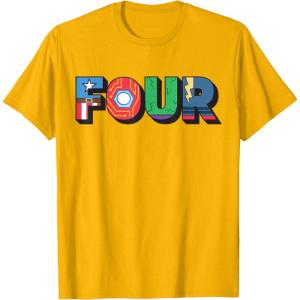 imageMarvel Super Heroes Avengers Numbers 4 Fourth 4th Birthday TShirtGolden Yellow