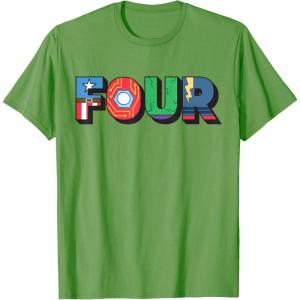imageMarvel Super Heroes Avengers Numbers 4 Fourth 4th Birthday TShirtGrass Green