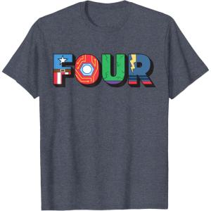 imageMarvel Super Heroes Avengers Numbers 4 Fourth 4th Birthday TShirtHeather Blue