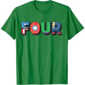 imageMarvel Super Heroes Avengers Numbers 4 Fourth 4th Birthday TShirtKelly Green